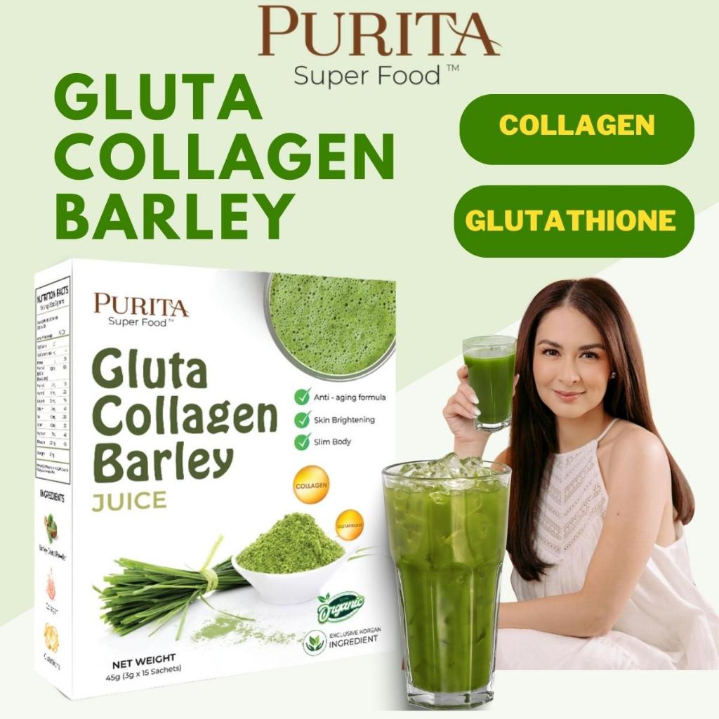 Purita Gluta Collagen Barley Juice Barley Grass Powder Pure Organic