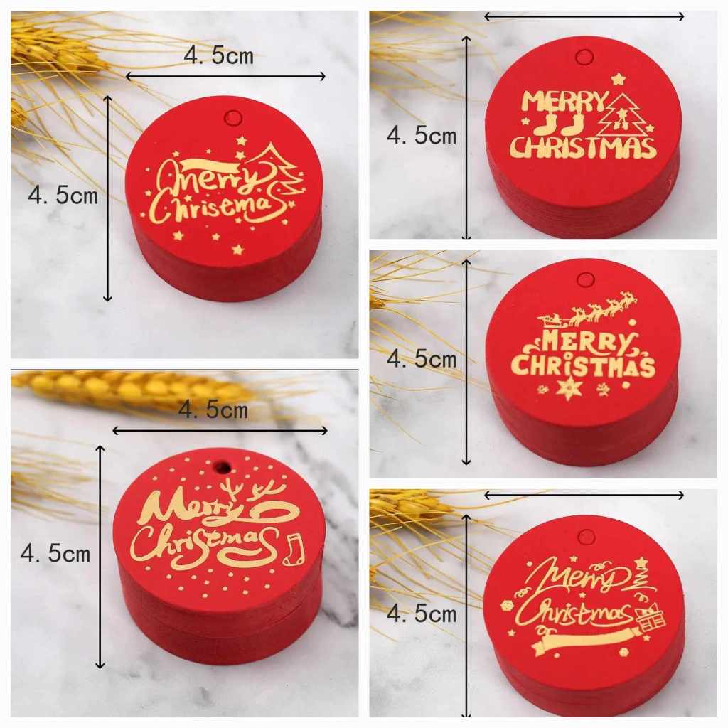 Red Round Christmas Tags with Gold Foil (12 Pieces) Holidays l Season's ...