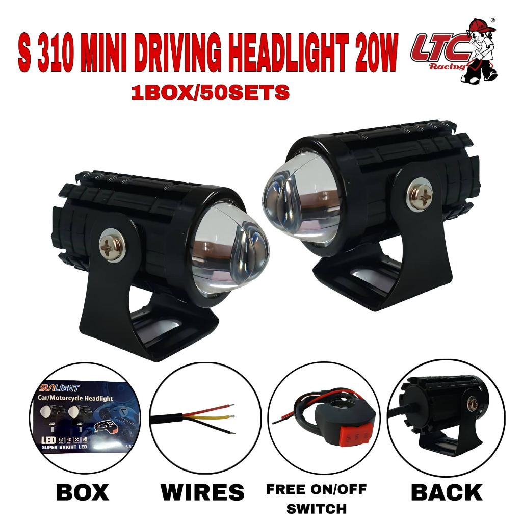 UNIVERSAL MINI DRIVING LIGHT WITH ON & OFF SWITCH 20WTS PER BULB YELLOW ...