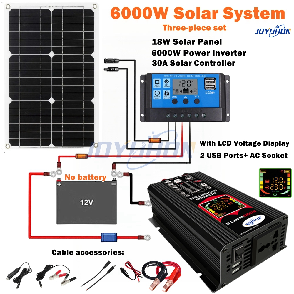 Joyuhon Solar Power Inverter System Set 6000w Inverter With 18w Solar 