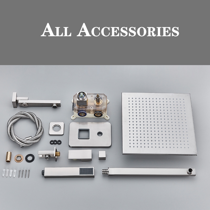 Stainless Bathroom Shower Faucet Set Embedded Rainfall Shower Head Bath ...