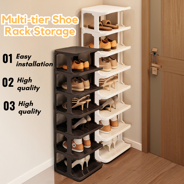 M&A Multi-Layer Simple Narrow Doorway Shoe Shelf Space Saving Stackable ...
