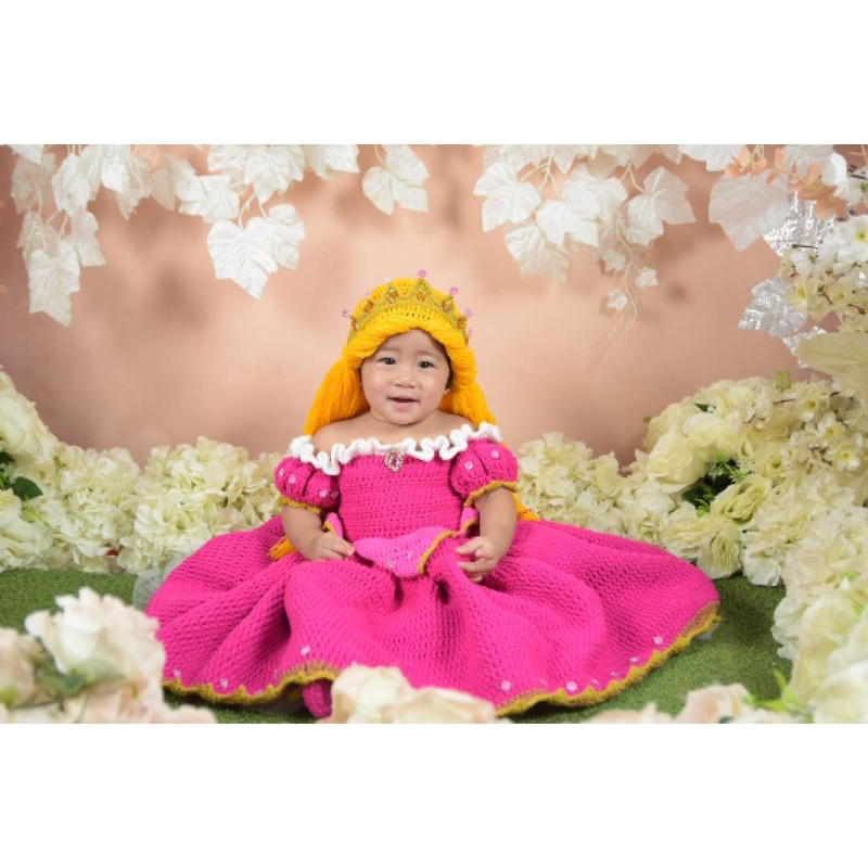 CROCHET AURORA THE SLEEPING BEAUTY COSTUME SUPER BALL GOWN FOR BABY MILESTONES Shopee Philippines