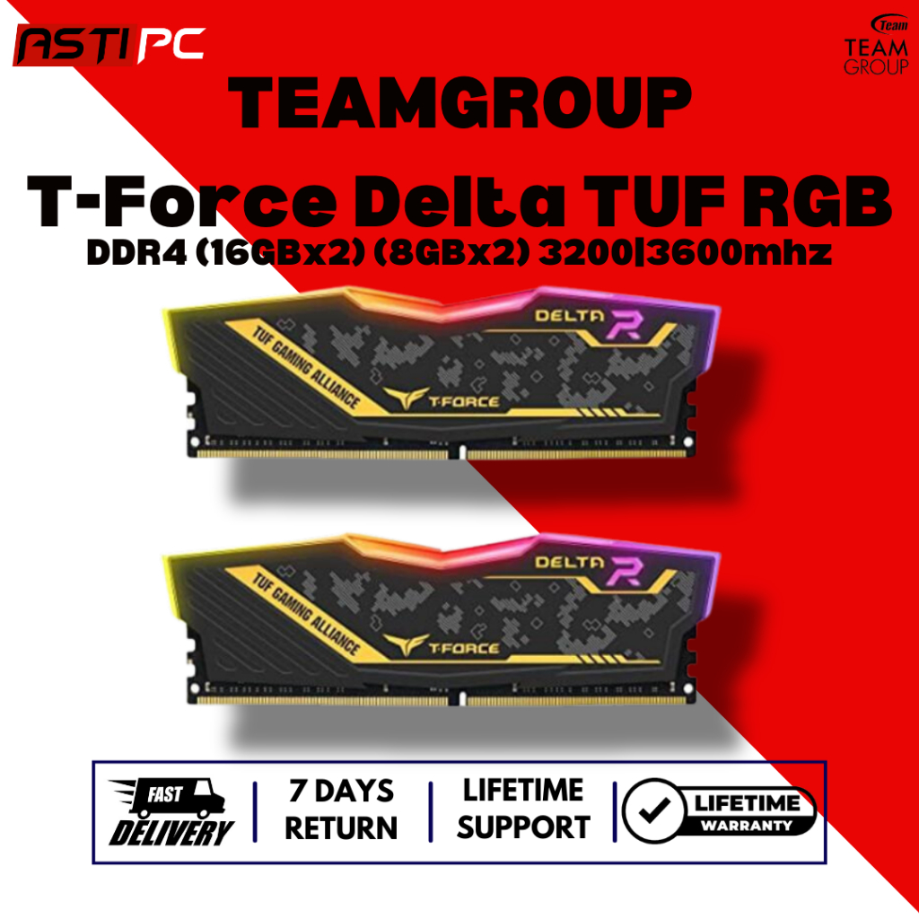 Teamgroup T Force Delta Tuf Gaming Alliance Rgb Ddr4 8gbx2 16gbx2 3200mhz 3600mhz Memory Ram