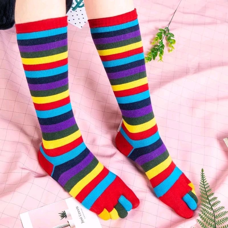 Colorful Rainbow Five-toed Socks Women's Striped Socks Trendy Street ...