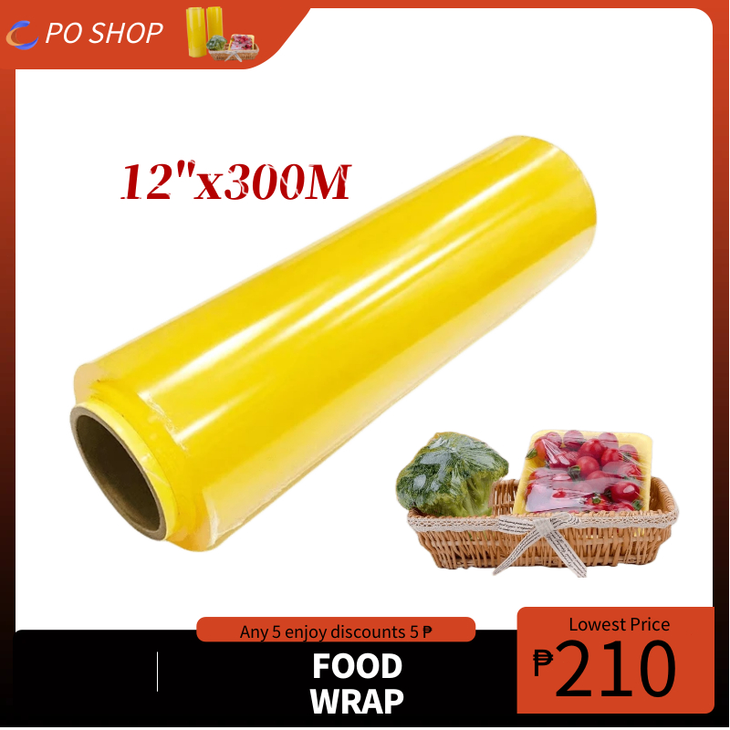 Plastic Food Grade Cling Wrap food wrap FOR FOOD (12"x 300 meters)ROLL