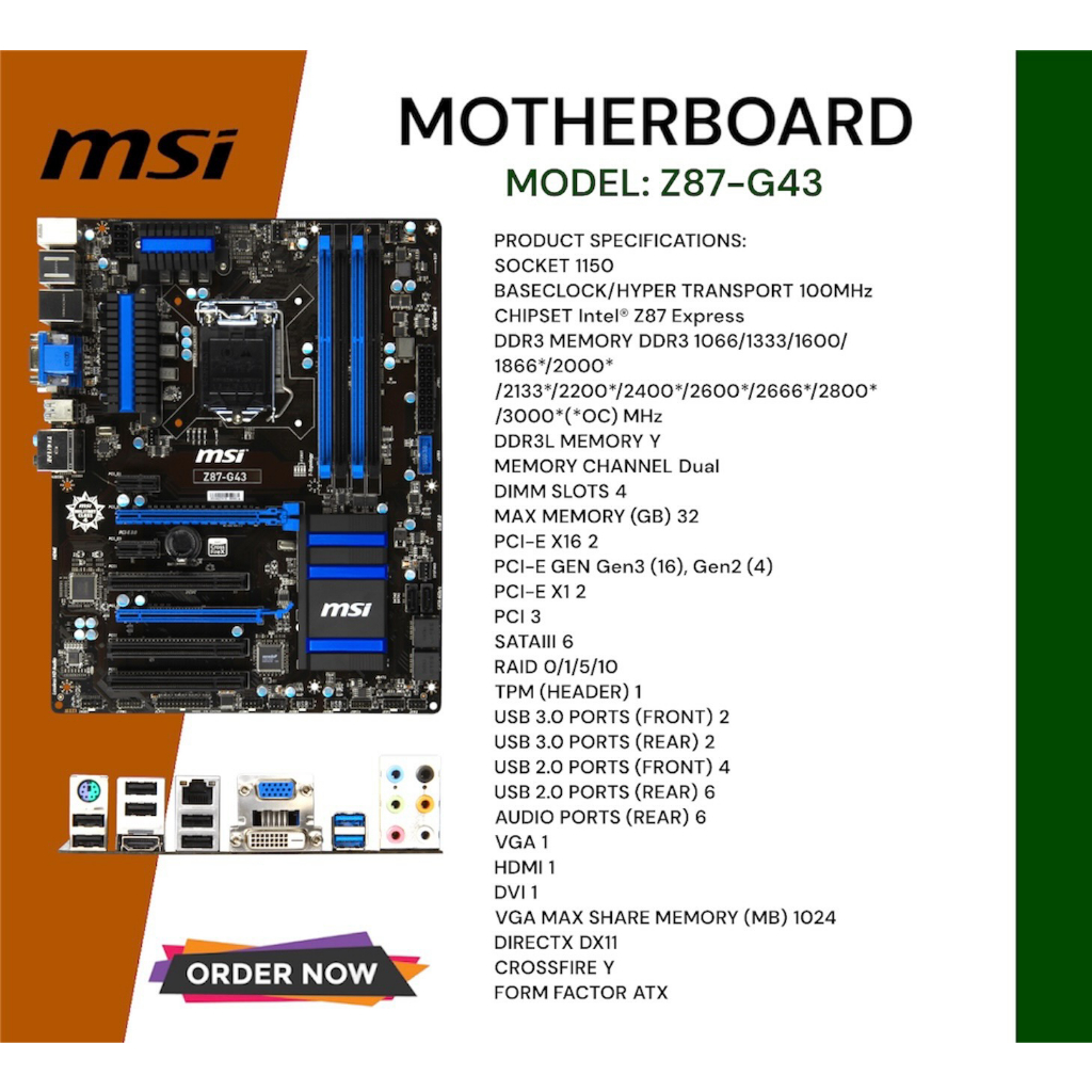 MSI MOTHERBOARD ZSERIES SOCKET 1150/1151 PREOWNED Shopee Philippines
