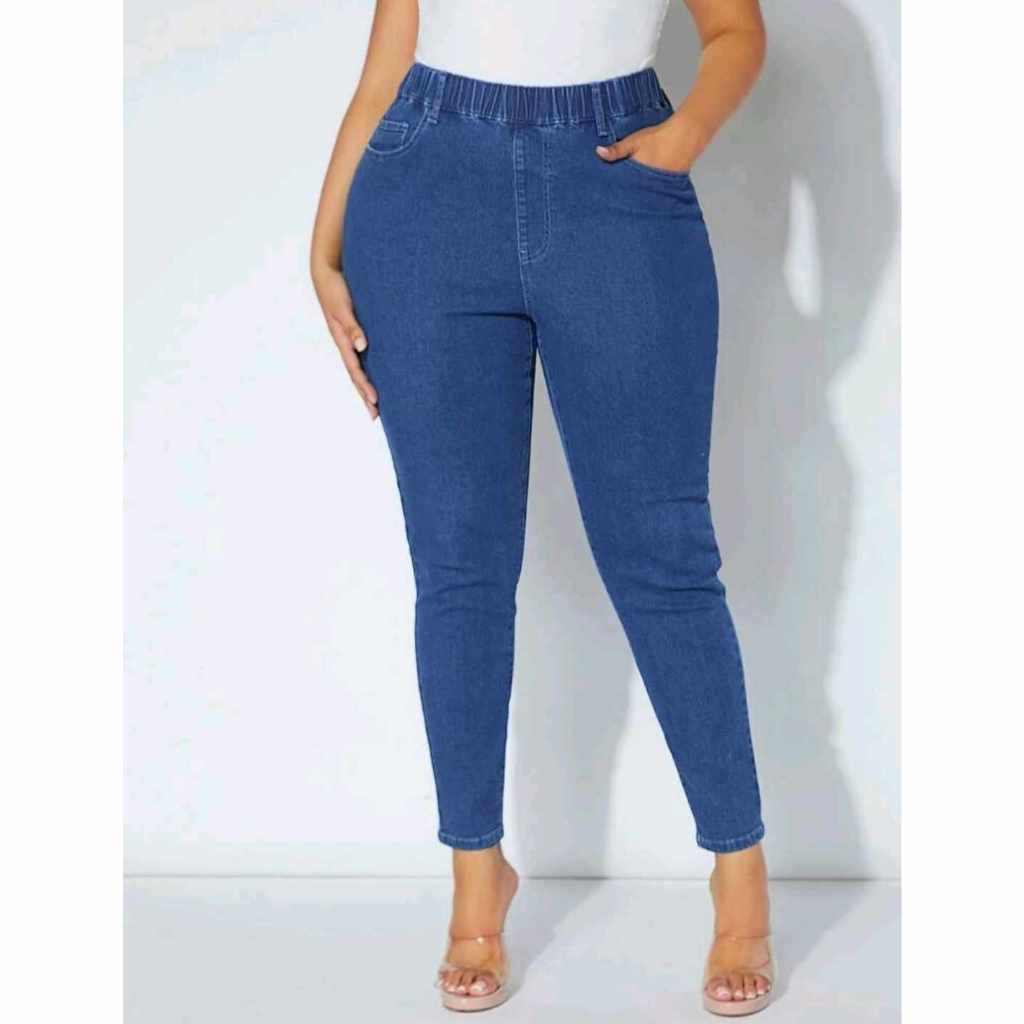 Plus Size Elastic Waist Skinny Jeans High Waist For Women Shopee