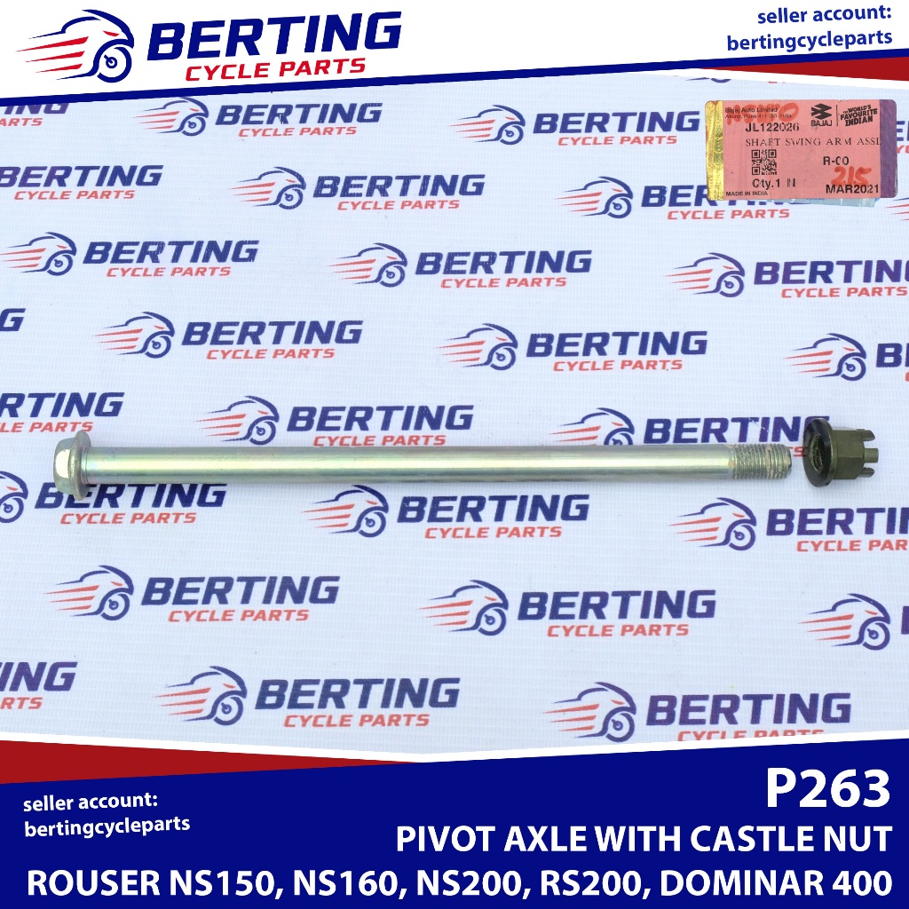 PIVOT AXLE SHAFT SWING ARM AXLE W/NUT Rouser NS150 NS160 NS200 Dominar