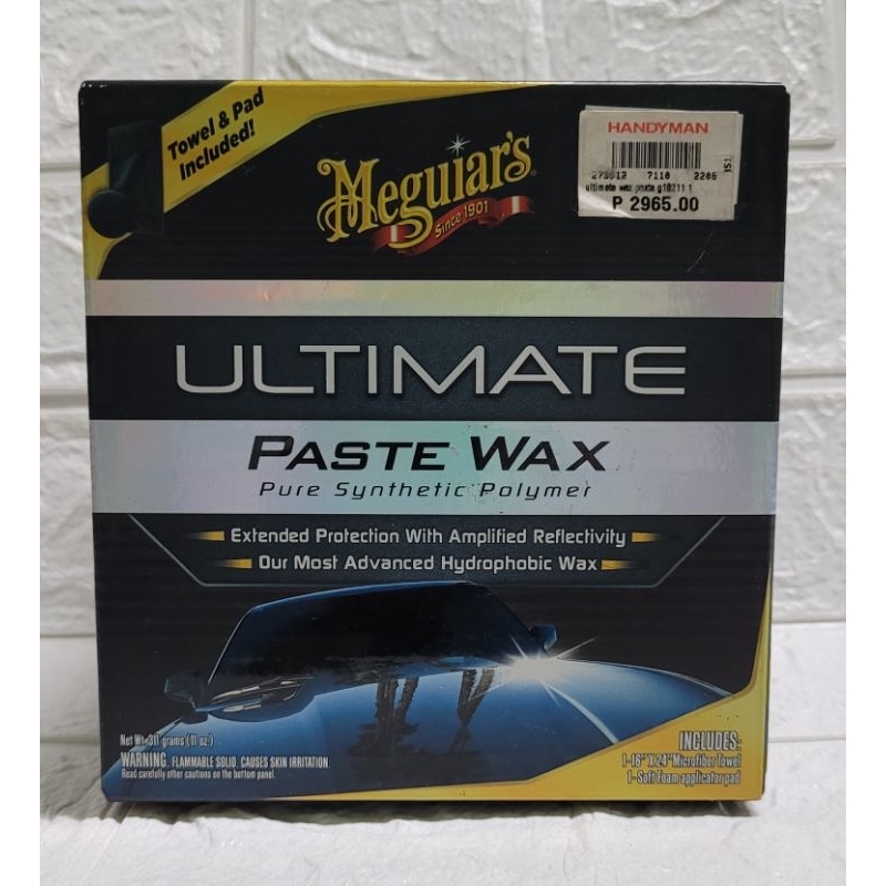 MEGUIARS ULTIMATE PASTE WAX PURE SYNTHETIC POLYMER TOWEL & PAD INCLIDED
