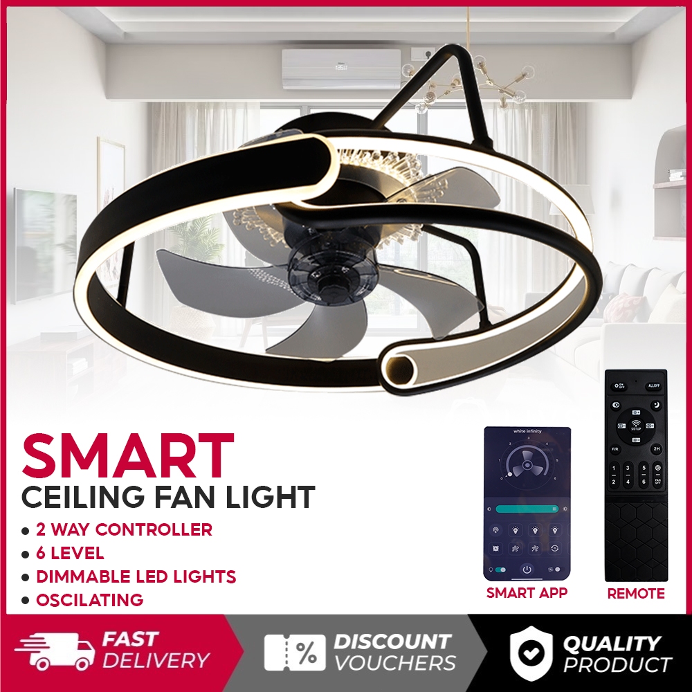 RING VISOR Oscillating Ceiling Fan Lights Mute LED Dimmable Ceiling