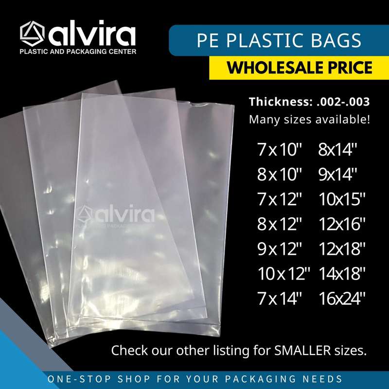 100pcs PE Plastic Bag Thickness .003 (Big Sizes 7x10 and up) Shopee Philippines
