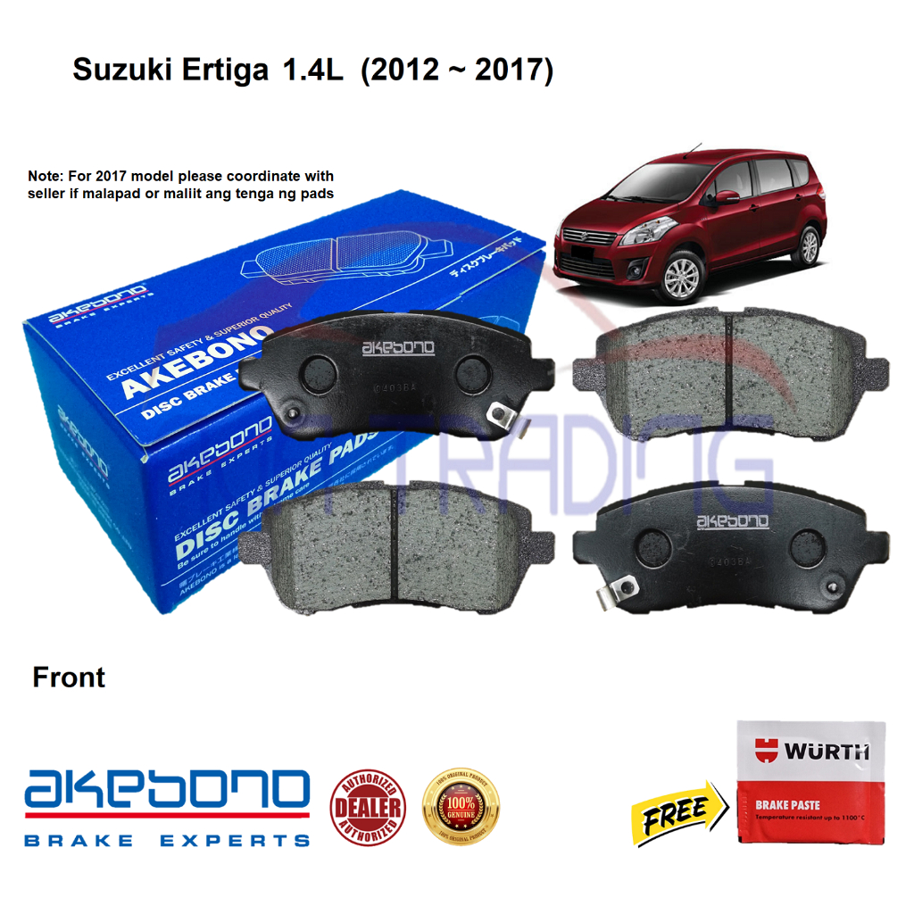 Genuine Akebono Front Brake Pads for Suzuki Ertiga 1.4 (2012 2017