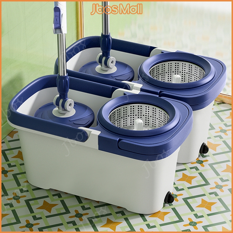 Mop With Spinner Metal Stainless steel bucket 360 Easy Rotating with