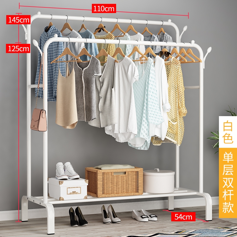 Clothing Garment Rack with double Top Rod and two Lower Storage Shelf ...