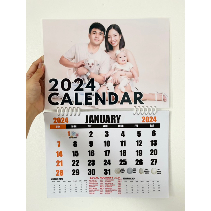 2024 PERSONALIZED WALL CALENDAR SIZE A4 160GSM PHOTO PAPER