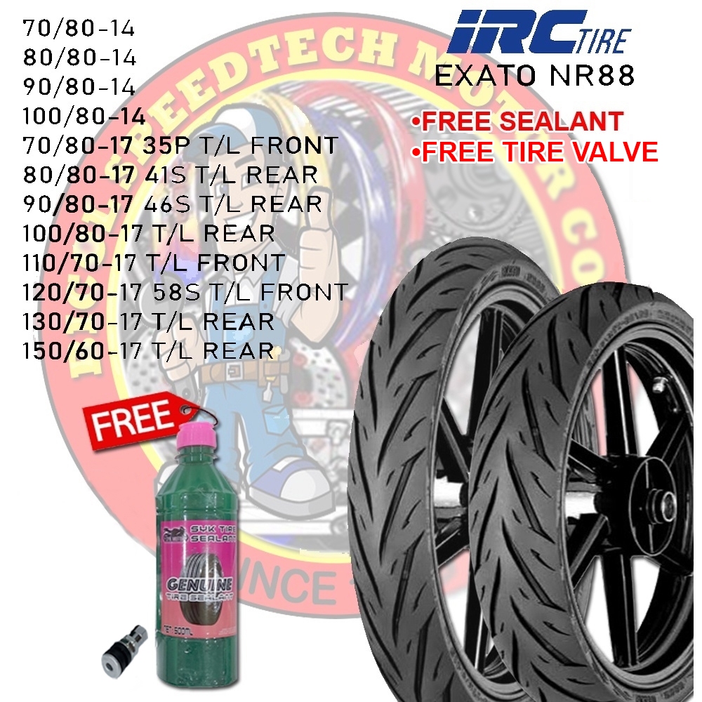 ORIGINAL IRC NR88 EXATO TUBELESS TIRE SIZE RIM 14 & 17 MADE IN