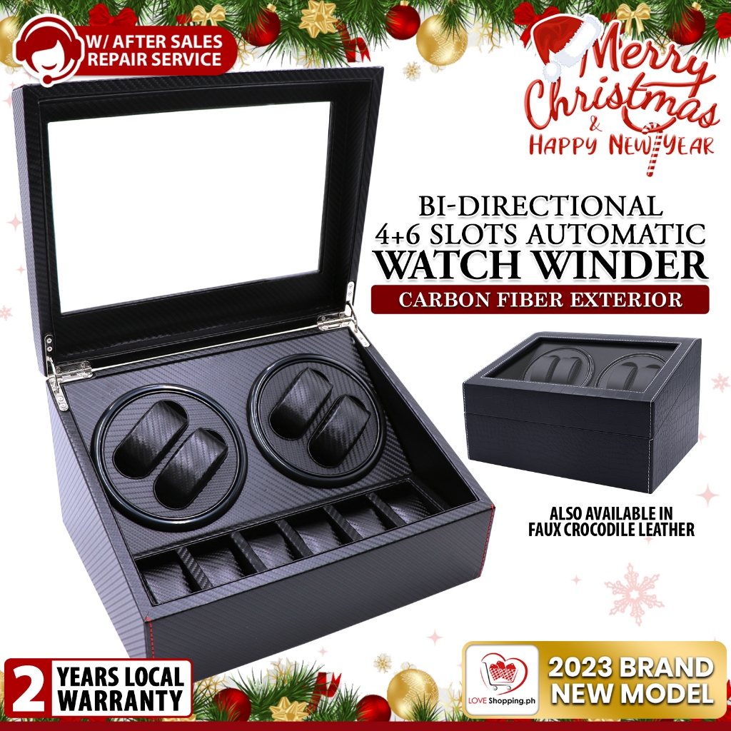 4Slot Bidirectional Rotation Watch Winder with 6 Additional Storage