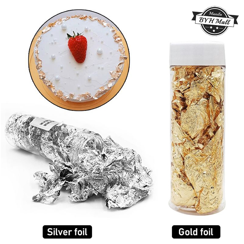 Edible Gold Foil Silver Foil Metallic Foil Flakes For Cakes Chocolates ...