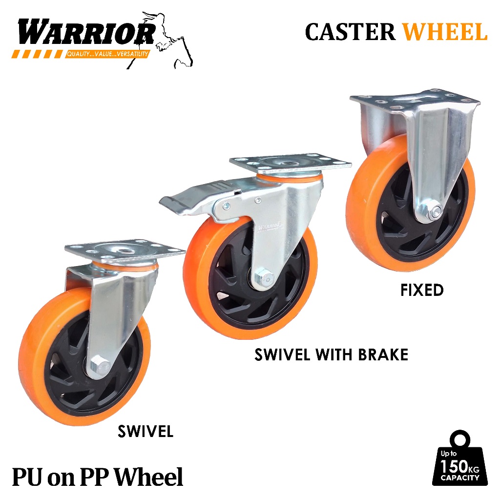 Heavy Duty PU Caster Wheel 2/3/4/5-inches Swivel, Swivel w/ Brake and ...