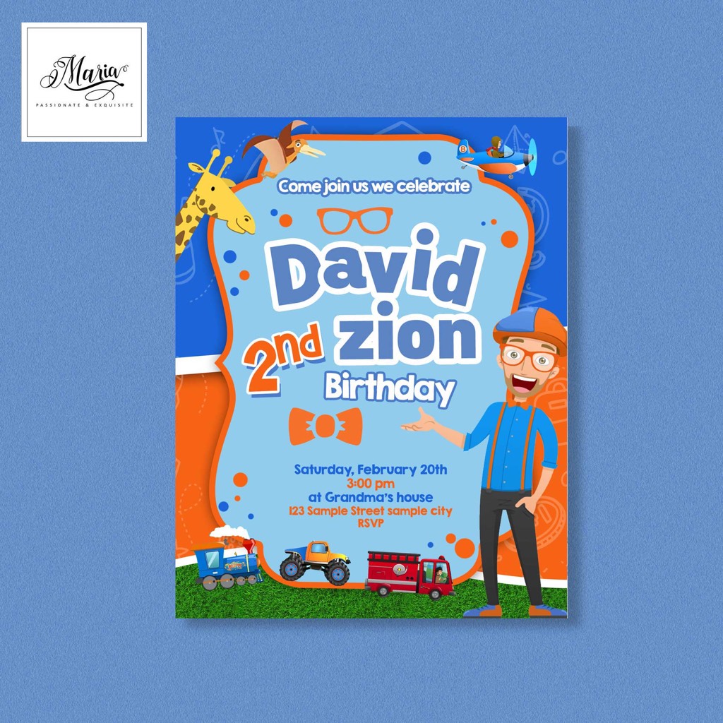 Personalized Birthday Invitation Cards Blippi NC1015 Shopee Philippines