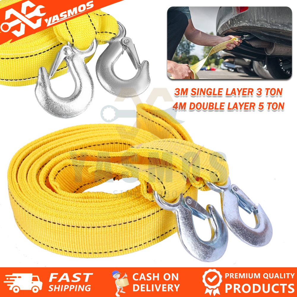 4M/5000kg Double Layer Thickening Towing Rope Heavy Duty With Hook Tow ...