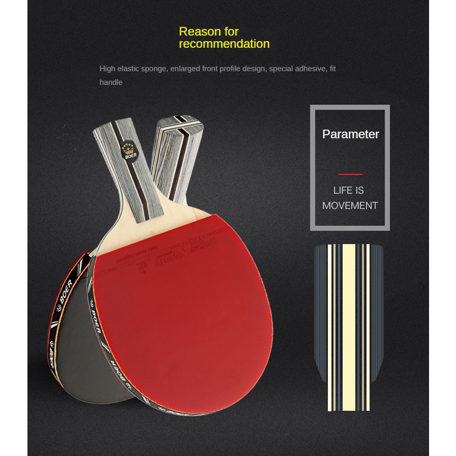 Original Boer 9.8 Table Tennis Racket Finished Pingpong Rackets Three ...