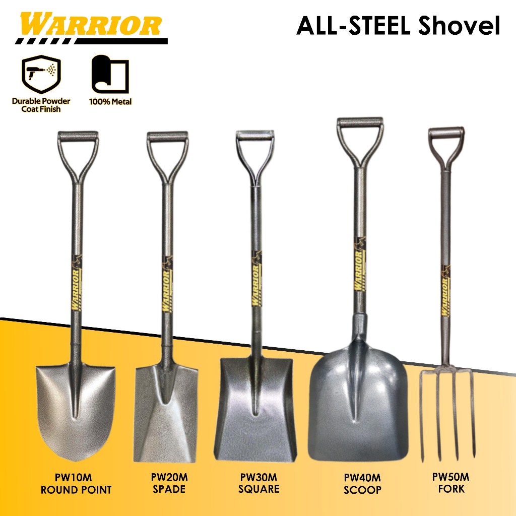 WARRIOR ALL METAL Shovel for Gardening and Digging with D-Handle (Pala ...