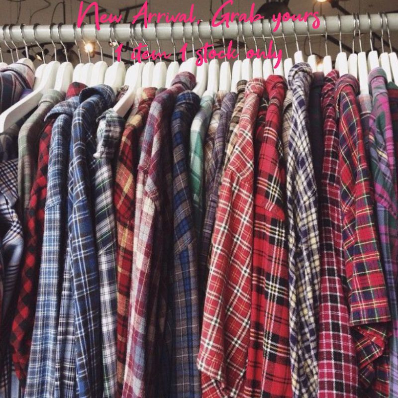 Checkered/Flannel/Plaid Plain longsleeves Thirfted for men and women ...