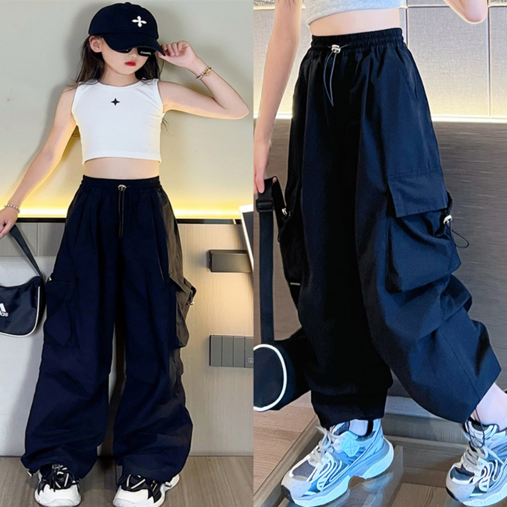 Cargo Pants for Kids Girls 516 Yrs 4 Pocket Loose Pants Baggy Jogger