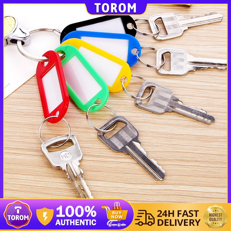 50 PCS Plastic Key Chain Split Ring Key Chain Key Tags ID Label Luggage ...