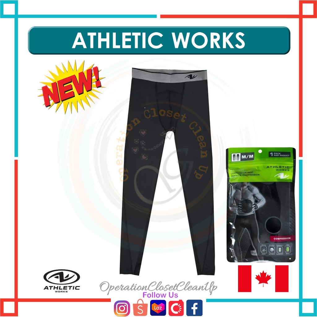 Athletic Works Men's Underwear Compression Pants, Sizes M/M Shopee
