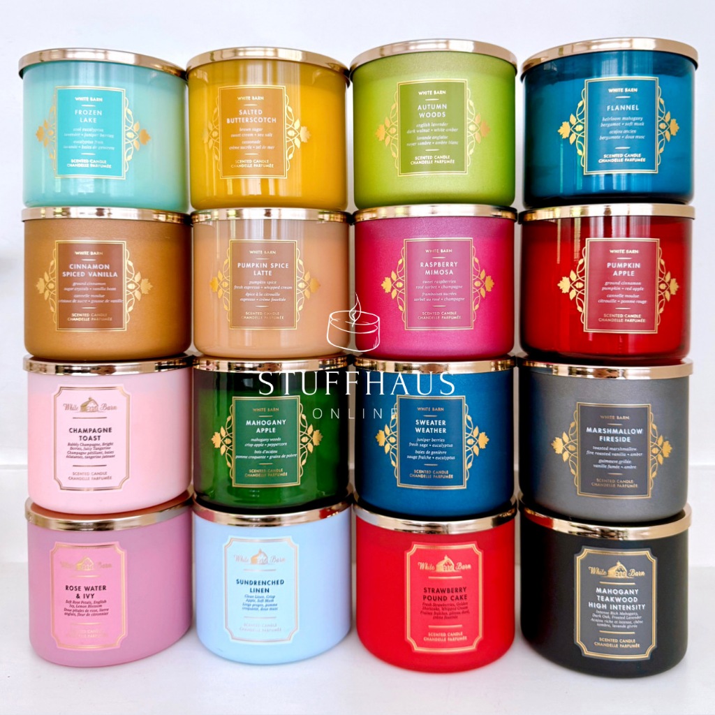 BATH AND BODY WORKS 3 WICK CANDLE PARIS CAFE LAVENDER VANILLA GINGHAM ...