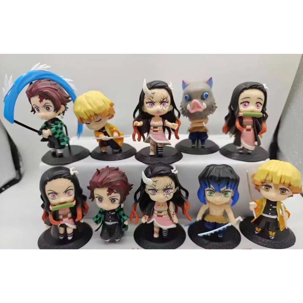 10pcs Set 10cm Demon Slayer Kimetsu No Yaiba Tanjiro Kamado Nezuko