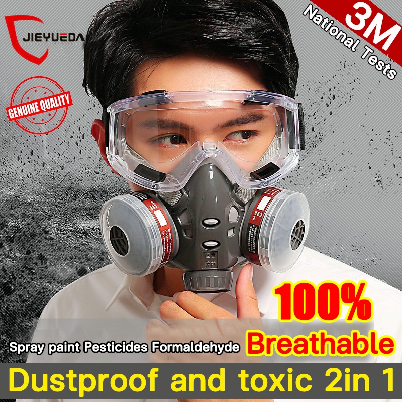 3M Dual Filter Gas Respirator Mask Chemical Anti-DustPaint Industrial ...