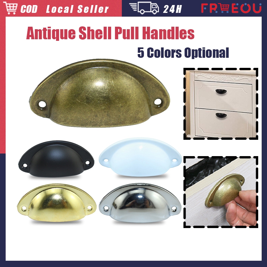 1PC Antique Brass Shell Wardrobe Puller Handle Furniture Hardware ...