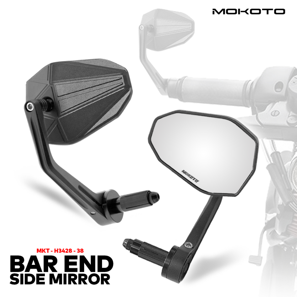 MOKOTO BAR END SIDE MIRROR STYLISH ALLOY STEM NONGRADED UNIVERSAL FOR