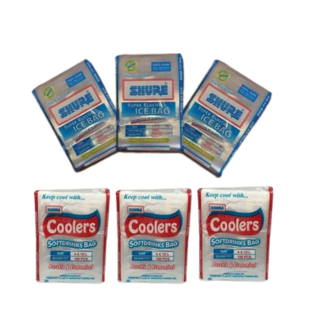 PLASTIC SHURE ICE BAG 100 PIECES PER PACK 4X12, PLASTIC SHURE COOLERS ...