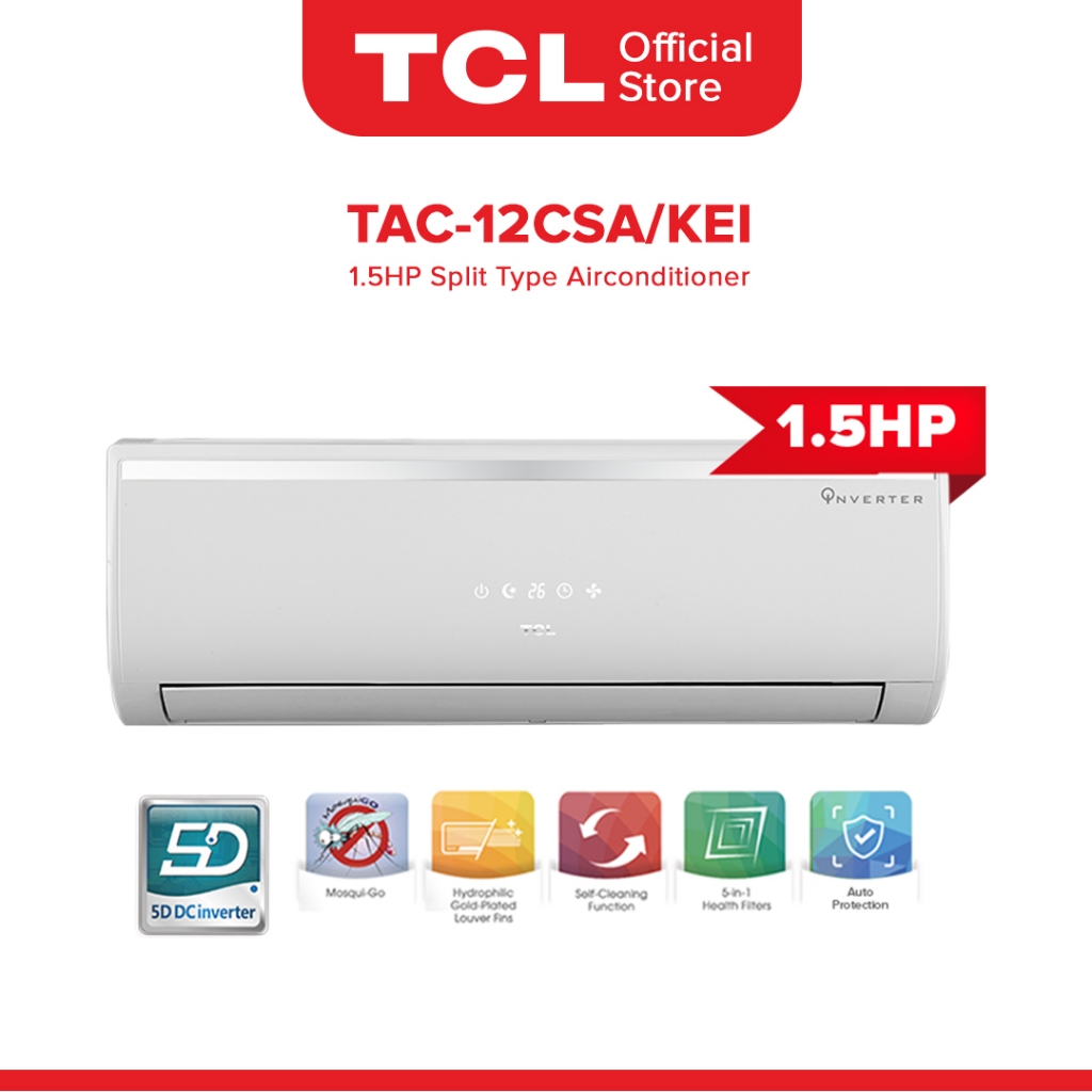 TCL 1.5HP Inverter Aircon Split Type Air Conditioner Dehumidifier Low