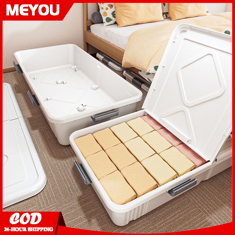 Under Bed Storage Box With Wheels Oversize Flat Clothes Organizer