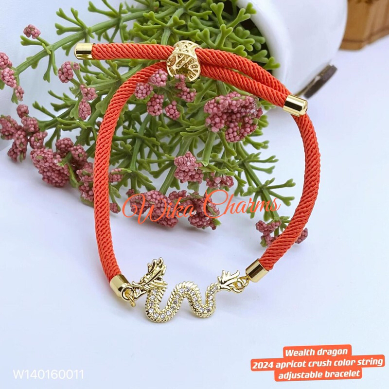 Wealth Dragon Apricot Crush Color String Adjustable Bracelet