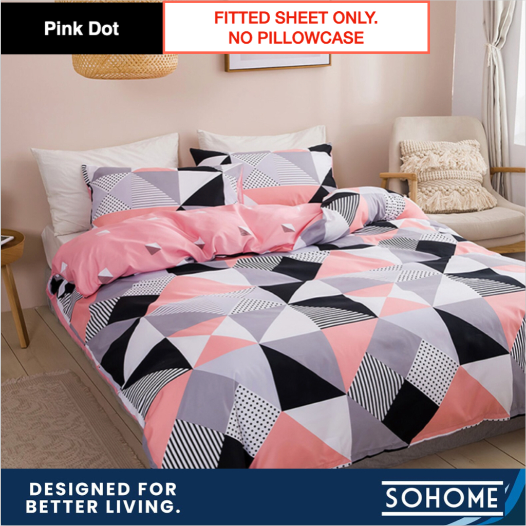 [Fitted 54] SOHOME 1pc Garterized Fitted Double Size Cotton Bedsheet