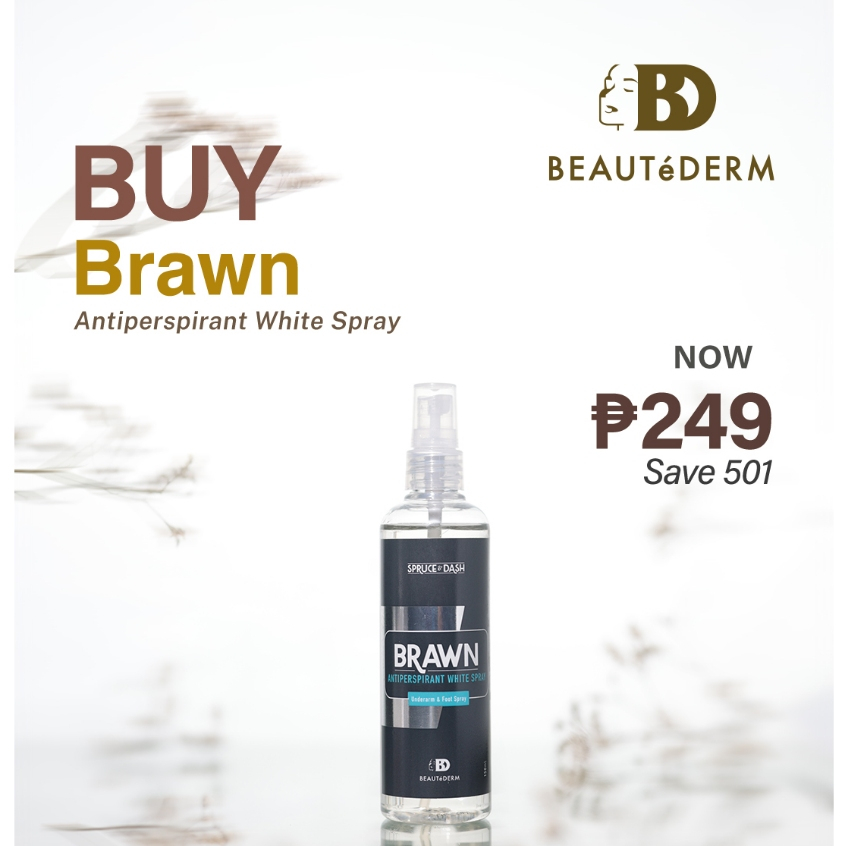 Buy BEAUTeDERM Spruce and Dash Brawn Antiperspirant White Spray 150ml for 249php only! Shopee