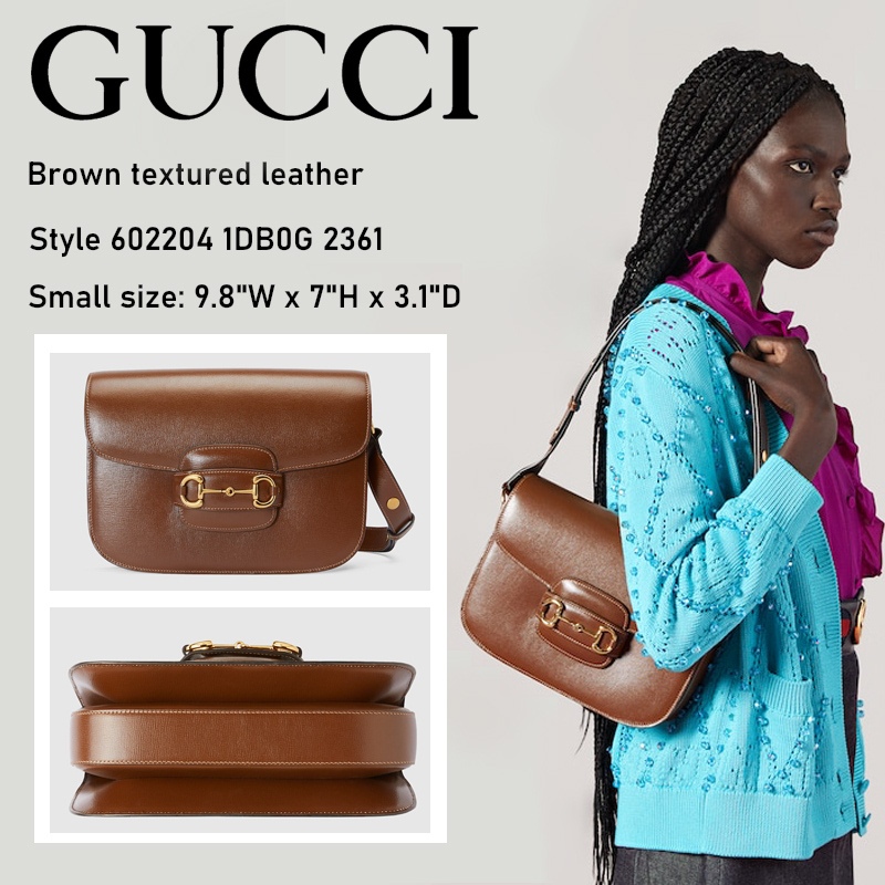 GUCCI HORSEBIT 1955 SHOULDER BAG Brown textured leather with a vintage