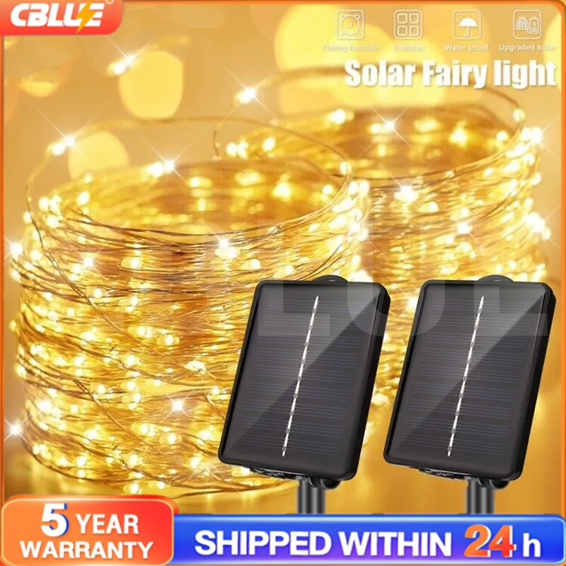 CBLUE LED Solar Fairy Lights 7/12/22M Christmas String Waterproof 8 ...