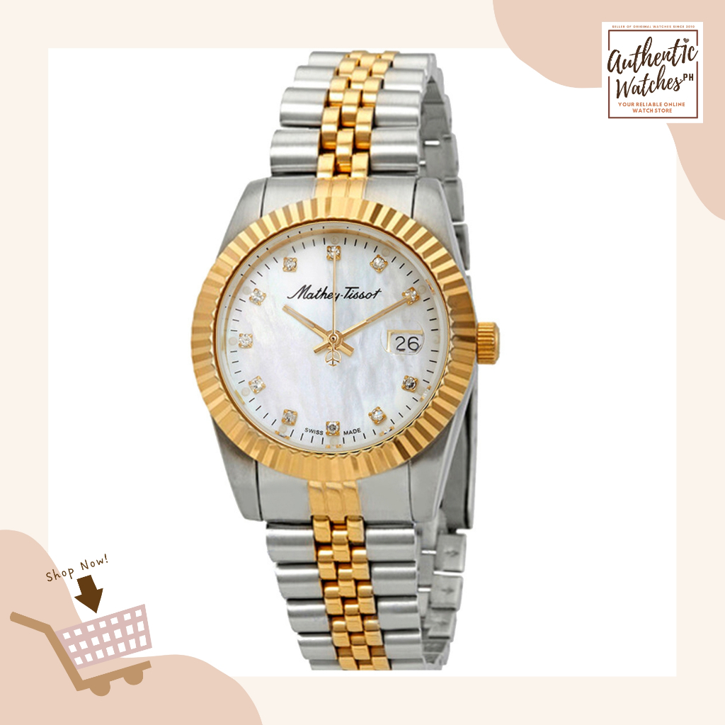 Mathey-Tissot D910BI Mathey 3 Mother of Pearl Dial Two Tone Stainless ...