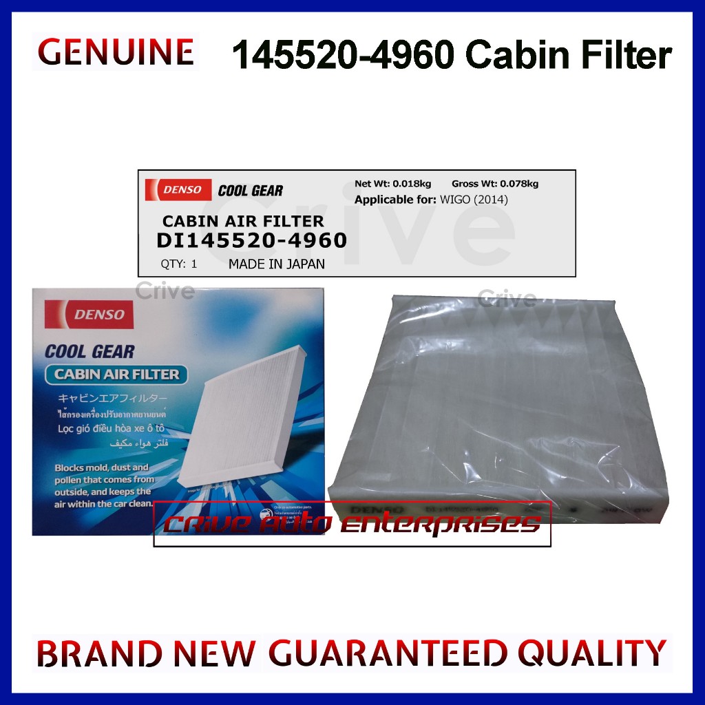 ORIGINAL Denso DI145520-4960 Cabin Air Filter Cool Gear for Wigo ...