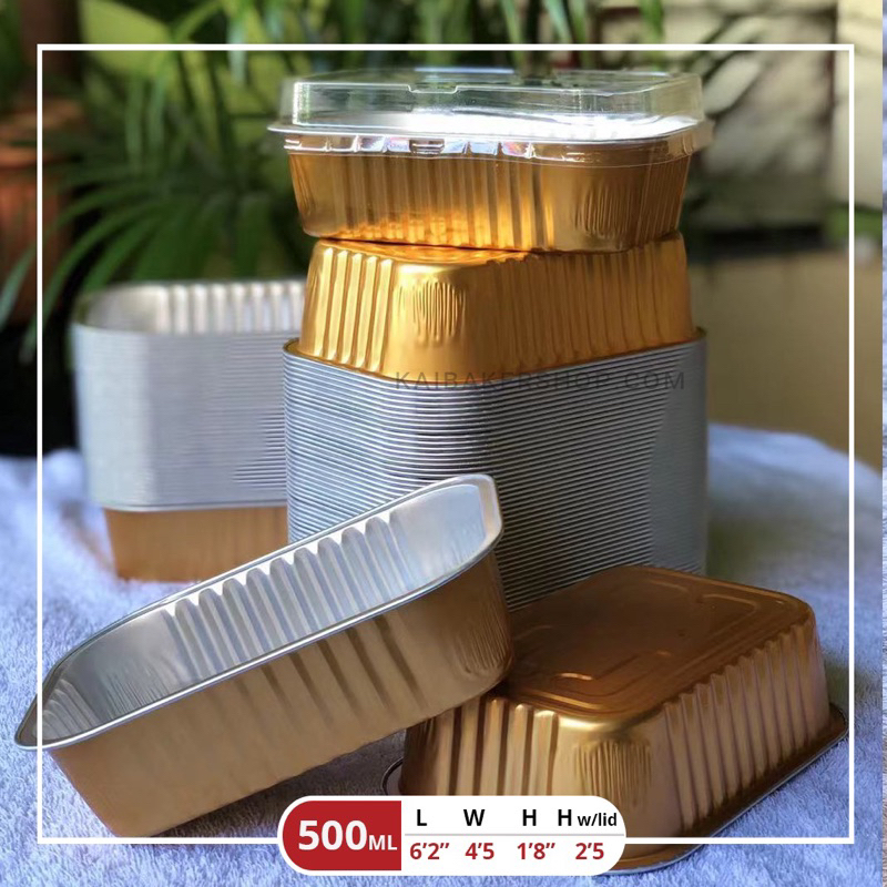 [COD-Bundles of 50pcs] Aluminum Rectangular 500ml w/ LID cover | Shopee ...