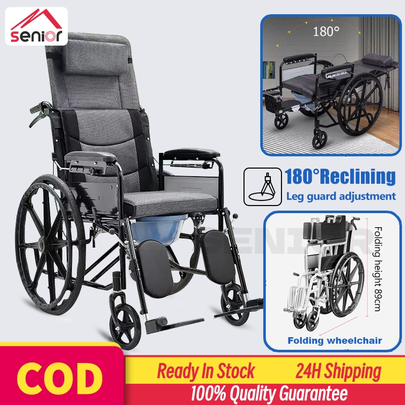 Foldable Wheelchair Reclining Hand Push Wheelchair Detachable And