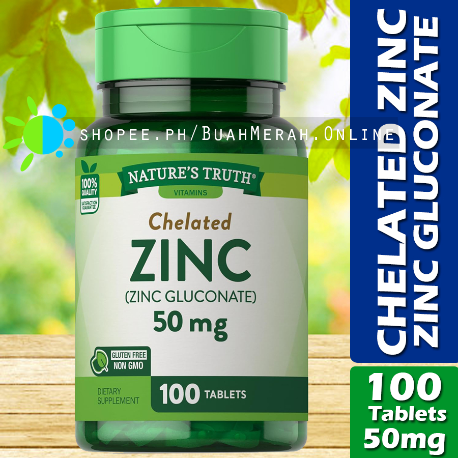 CHELATED ZINC as ZINC GLUCONATE 50mg x 100 Tablets Supplement Shopee Philippines
